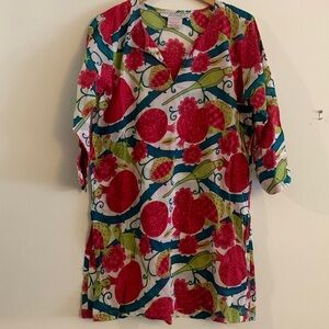 Gretchen Scott Designs Parrot Print Tunic Top Swim Coverup